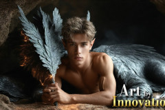 The Dragon Prince - A very attractive shirtless young male prince,with his dragon.