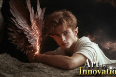 The Dragon Prince - A very attractive shirtless young male prince,with his dragon.