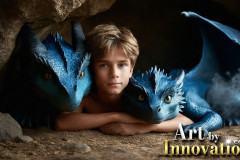 The Dragon Prince - A very attractive shirtless young male prince,with his dragon.