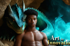The Dragon Prince - A very attractive shirtless young male prince,with his dragon.