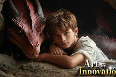 The Dragon Prince - A very attractive shirtless young male prince,with his dragon.