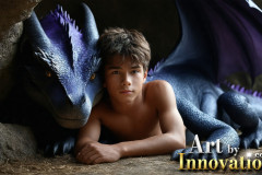The Dragon Prince - A very attractive shirtless young male prince,with his dragon.