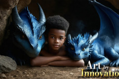 The Dragon Prince - A very attractive shirtless young male prince,with his dragon.