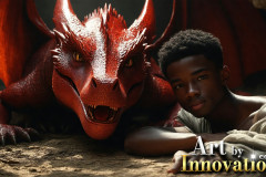 The Dragon Prince - A very attractive shirtless young male prince,with his dragon.