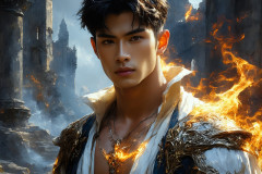 Elemental Mages,handsome men,fantasy,and magic,brought to life through the magic of AI