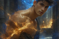 Elemental Mages,handsome men,fantasy,and magic,brought to life through the magic of AI