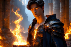Elemental Mages,handsome men,fantasy,and magic,brought to life through the magic of AI