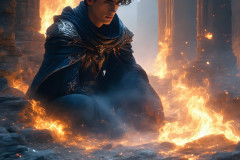 Elemental Mages,handsome men,fantasy,and magic,brought to life through the magic of AI