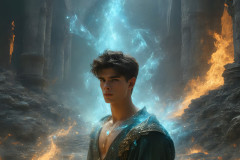 Elemental Mages,handsome men,fantasy,and magic,brought to life through the magic of AI