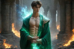 Elemental Mages,handsome men,fantasy,and magic,brought to life through the magic of AI