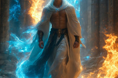 Elemental Mages,handsome men,fantasy,and magic,brought to life through the magic of AI