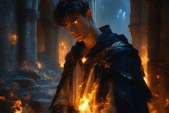 Elemental Mages,handsome men,fantasy,and magic,brought to life through the magic of AI