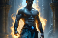 Elemental Mages,handsome men,fantasy,and magic,brought to life through the magic of AI