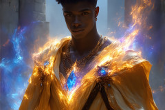 Elemental Mages,handsome men,fantasy,and magic,brought to life through the magic of AI