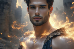 Elemental Mages,handsome men,fantasy,and magic,brought to life through the magic of AI