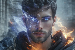 Elemental Mages,handsome men,fantasy,and magic,brought to life through the magic of AI