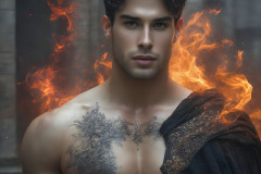 Elemental Mages,handsome men,fantasy,and magic,brought to life through the magic of AI