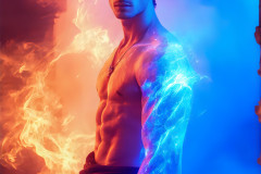 Elemental Mages,handsome men,fantasy,and magic,brought to life through the magic of AI