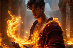 Elemental Mages,handsome men,fantasy,and magic,brought to life through the magic of AI