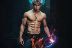 Elemental Mages,handsome men,fantasy,and magic,brought to life through the magic of AI