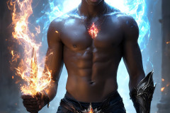 Elemental Mages,handsome men,fantasy,and magic,brought to life through the magic of AI