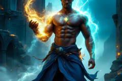 Elemental Mages,handsome men,fantasy,and magic,brought to life through the magic of AI