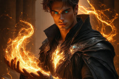 Elemental Mages,handsome men,fantasy,and magic,brought to life through the magic of AI