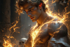 Elemental Mages,handsome men,fantasy,and magic,brought to life through the magic of AI