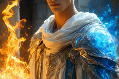 Elemental Mages,handsome men,fantasy,and magic,brought to life through the magic of AI