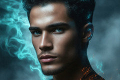 Elemental Mages,handsome men,fantasy,and magic,brought to life through the magic of AI