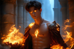 Elemental Mages,handsome men,fantasy,and magic,brought to life through the magic of AI