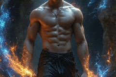 Elemental Mages,handsome men,fantasy,and magic,brought to life through the magic of AI