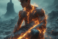 Elemental Mages,handsome men,fantasy,and magic,brought to life through the magic of AI