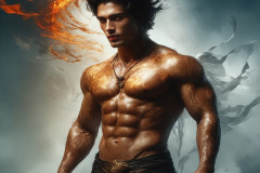 Elemental Mages,handsome men,fantasy,and magic,brought to life through the magic of AI