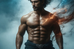 Elemental Mages,handsome men,fantasy,and magic,brought to life through the magic of AI