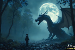 Majestic Dragons,shimmering in the moonlight.