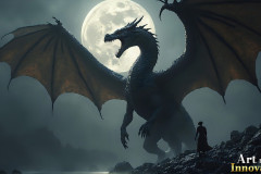Majestic Dragons,shimmering in the moonlight.