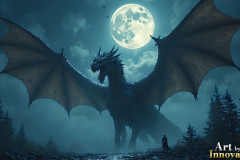 Majestic Dragons,shimmering in the moonlight.
