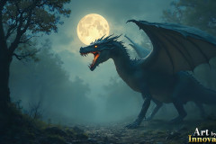 Majestic Dragons,shimmering in the moonlight.