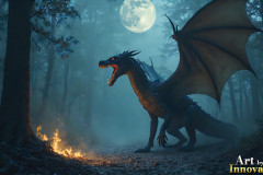 Majestic Dragons,shimmering in the moonlight.