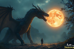 Majestic Dragons,shimmering in the moonlight.