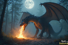 Majestic Dragons,shimmering in the moonlight.