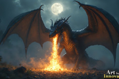 Majestic Dragons,shimmering in the moonlight.