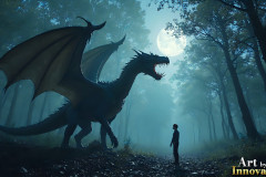 Majestic Dragons,shimmering in the moonlight.