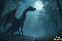 Majestic Dragons,shimmering in the moonlight.