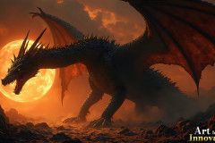 Majestic Dragons,shimmering in the moonlight.