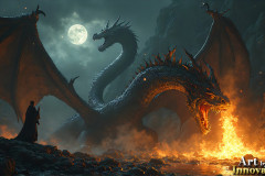 Majestic Dragons,shimmering in the moonlight.