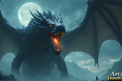 Majestic Dragons,shimmering in the moonlight.