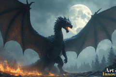 Majestic Dragons,shimmering in the moonlight.