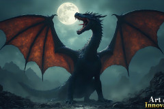 Majestic Dragons,shimmering in the moonlight.